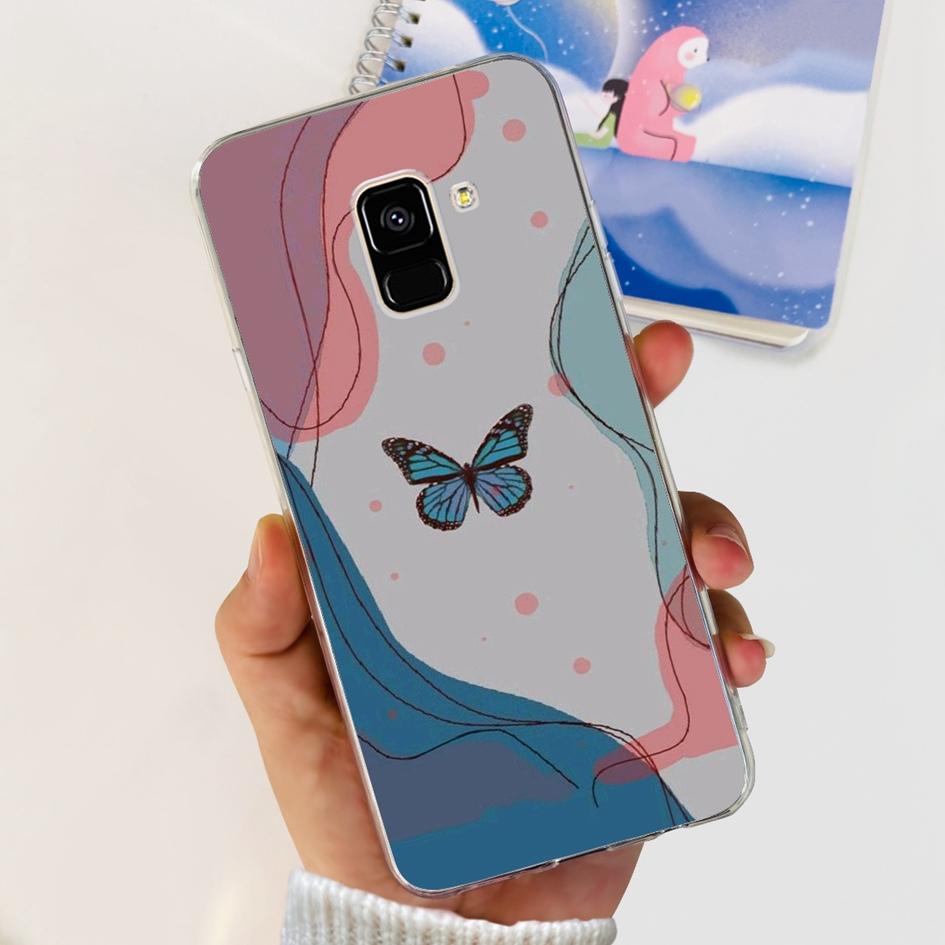For Samsung A8 2018 Case A8 Plus Cover SM-A530F SM-A730F Fundas Fashion Butterfly Marble Soft Bumper For Samsung A8+ 2018 Hoesje