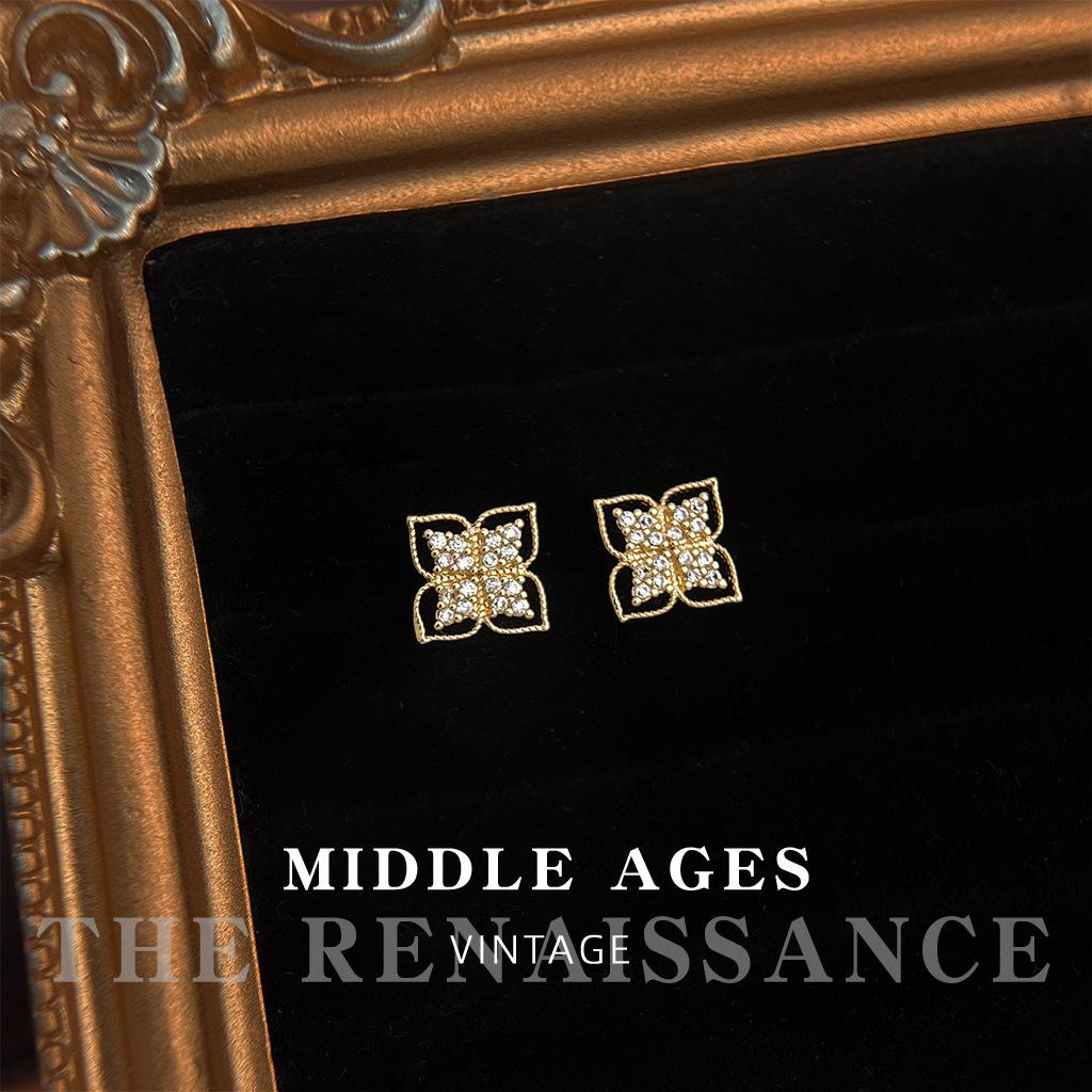 

French retro presbyopia earrings, court micro-inlaid zircon earrings, literary high-end earrings.