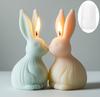 3D Cute Sitting Rabbit Candle Silicone Mold Vertical Ears Flower Rabbits Resin Mould Striped Easter Bunny Concrete Gypsum Molds