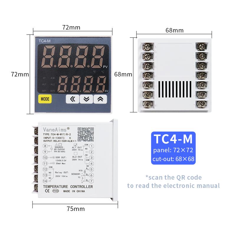 Thermostat Temperature Controller 220vac RTD TC Input TC4S TC4H TC4L TC4M PID Digital Display Temp Control Thermoregulator 1300℃