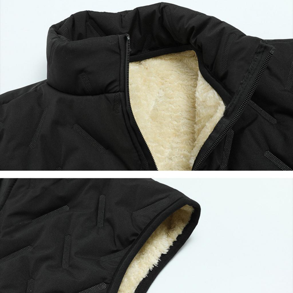 Men's Solid Color Casual Cotton Warm Long-sleeved Jacket Men's Graphene Zipper Cotton Jacket NEW SPORT Pocket Label