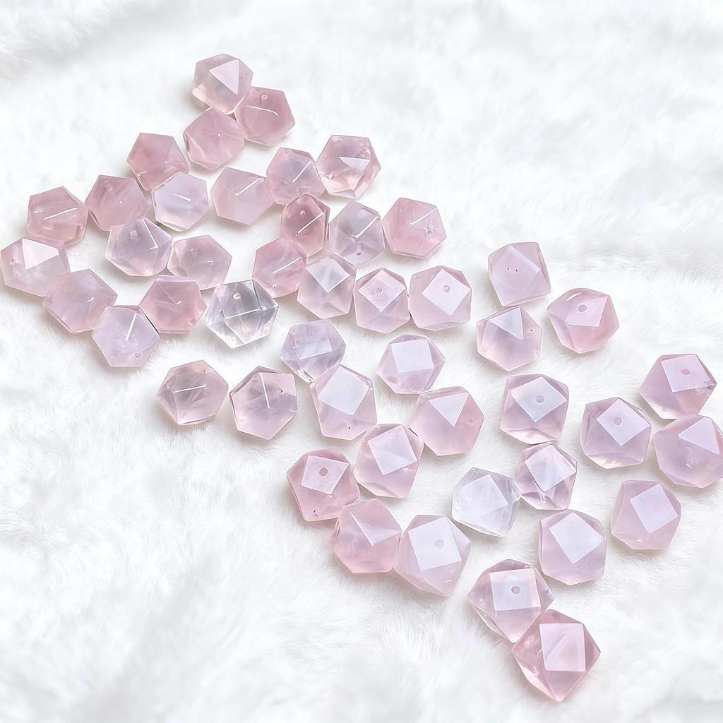 Rose Quartz Irregular Freeform Loose Beads - Octagonal, DIY Bracelet Jewelry Accessories