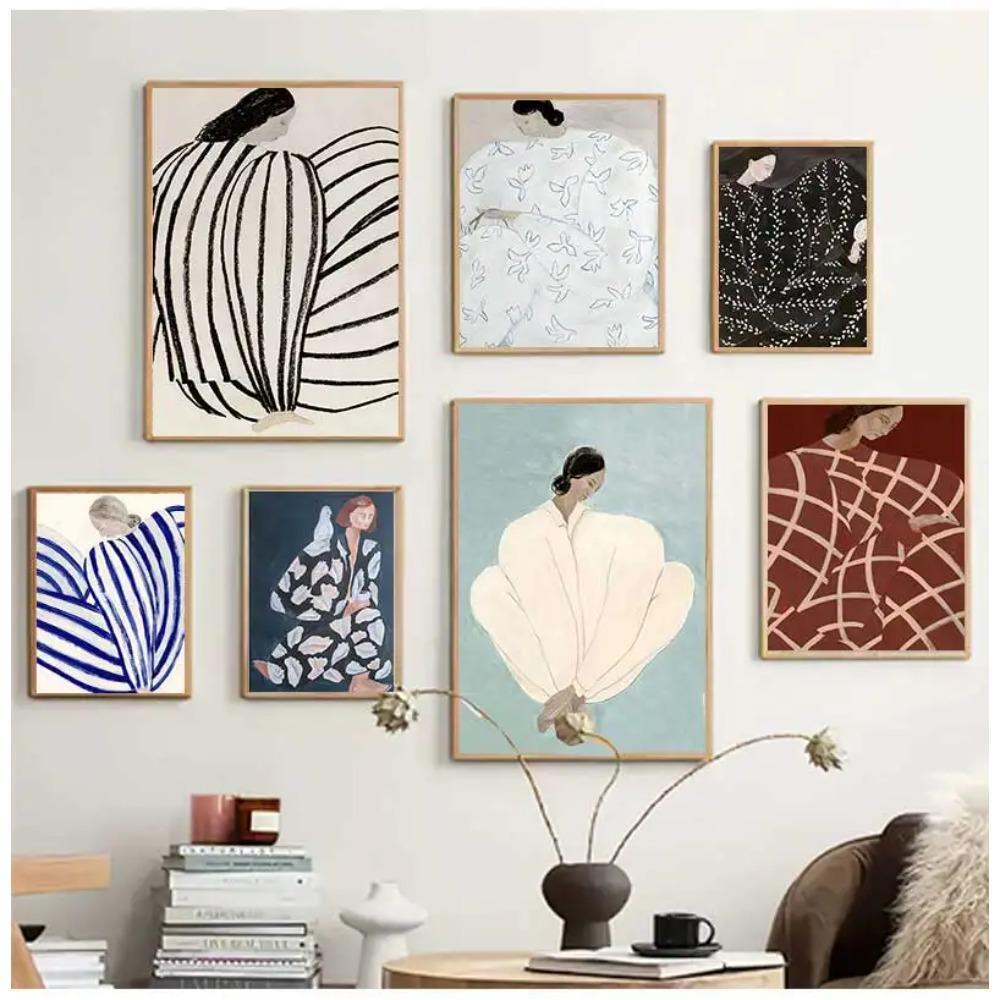 Nordic Posters And Prints Abstract Line Geometry Curve Girl Modern Wall Art Canvas Painting Wall Pictures For Living Room Decor