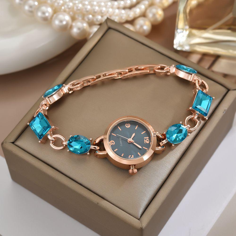 

Женские круглые часы-браслет с кристаллами, женские кварцевые часы, наручные часы синий