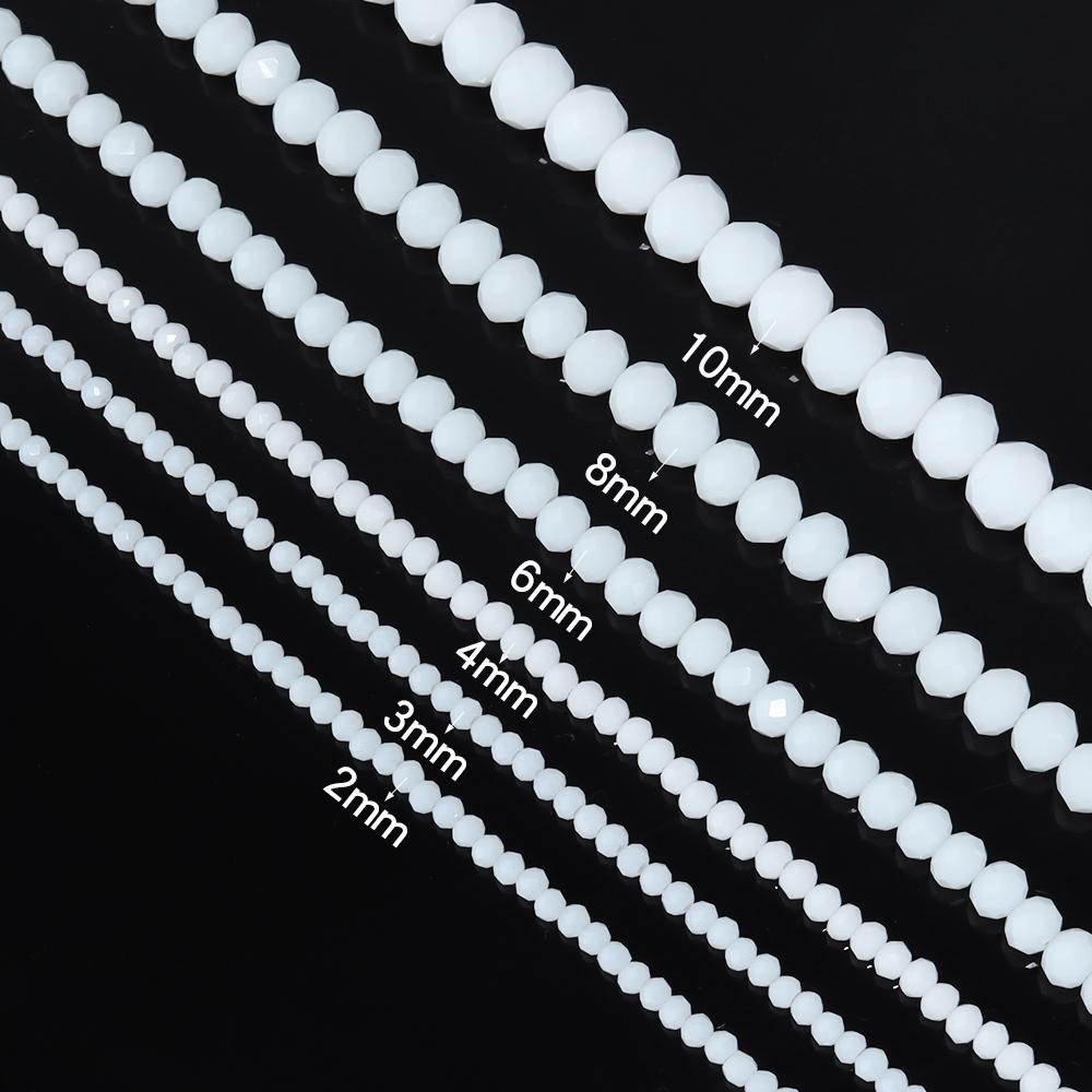 3 4 6 8 10mm Faceted Crystal Beads Porcelain White Glass Beads Loose Beads For Jewelry Making DIY Bracelets Necklace Accessories