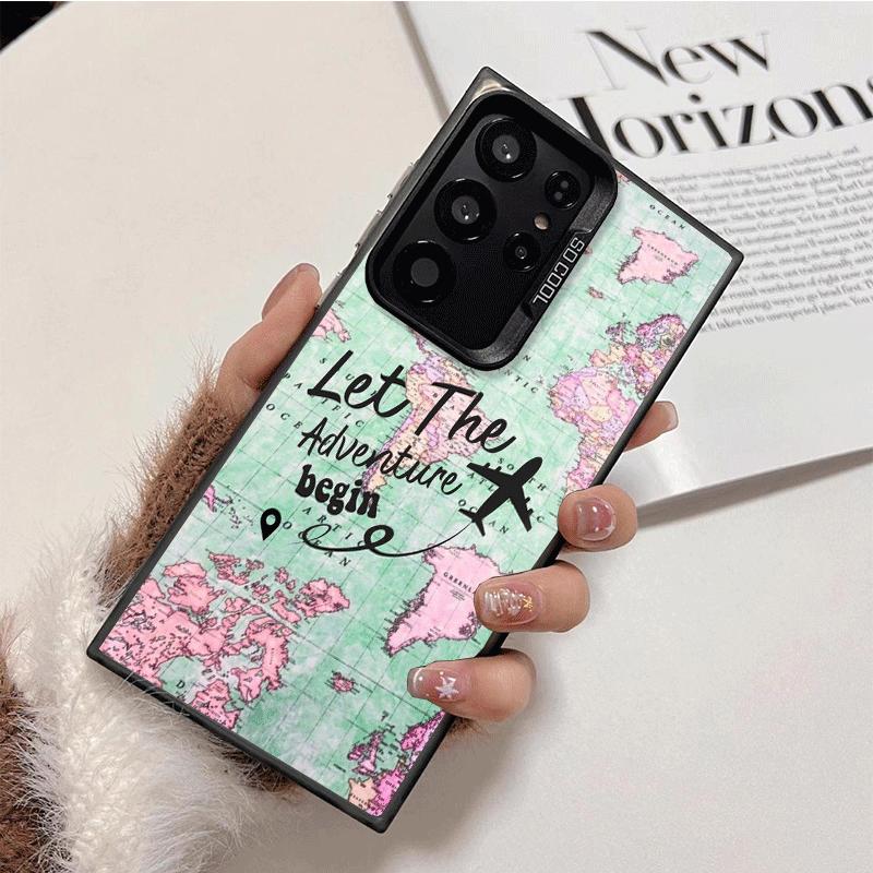 Travel Map Artistic Pattern Shockproof Phone Case for Samsung Galaxy S26 Edge S25 Ultra S24 FE S23 Plus S21 Cover Anti Fall Fund