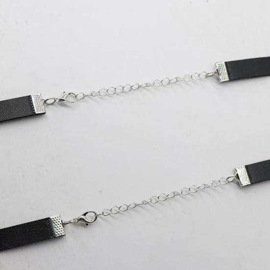 Choker Punk Étoilé Style Sombre Collier Ras-du-cou en Fausse Cuir Noir pour Amateurs Gothiques Femmes Festivals de Musique Fêtes Thématiques
