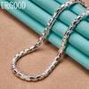 925 Sterling Silver 4mm Bamboo Chain Necklace Gift Fashion Jewelry