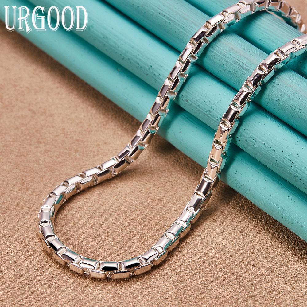 925 Sterling Silver 4mm Bamboo Chain Necklace Gift Fashion Jewelry