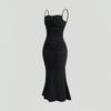 Female Collarless Dress with High Waist Straps and Hips Long Dress