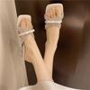 New High-heeled Sandals 2025 Women's Shoes Spring and Summer Rhinestone Women's Shoes Soft Sole Not Tired Feet Crystal Heel Women's Shoes