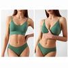 TERMEZY Women Seamless Bra Set Sexy Low Waist Briefs Wire Free Bralette Cotton Fitness Underwear Suit