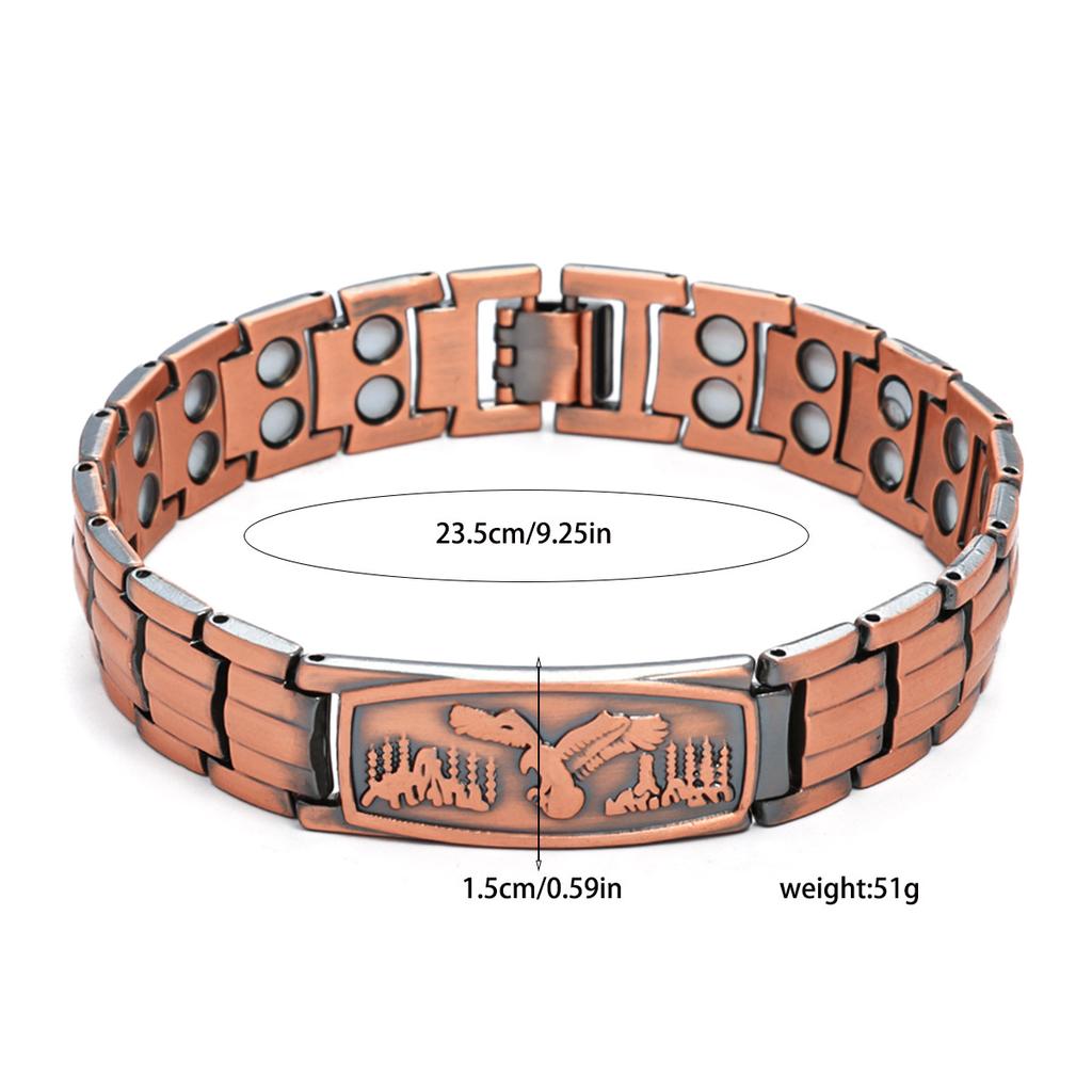 Bracciale Aquila in Rame Puro 99,9% Bracciale Magnetico Ultra-Resistente Per uomo Regolabile Regalo Perfetto Per Padre Marito Aquila
