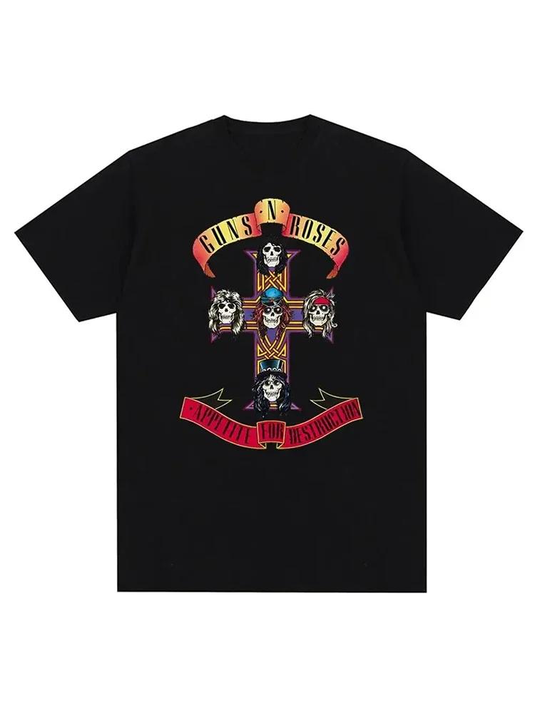 Guns N Roses Graphic Print T Shirt Vintage Rock Band Streetwear Short Sleeve Fashion Crew Neck T Shirt Women Tshirt