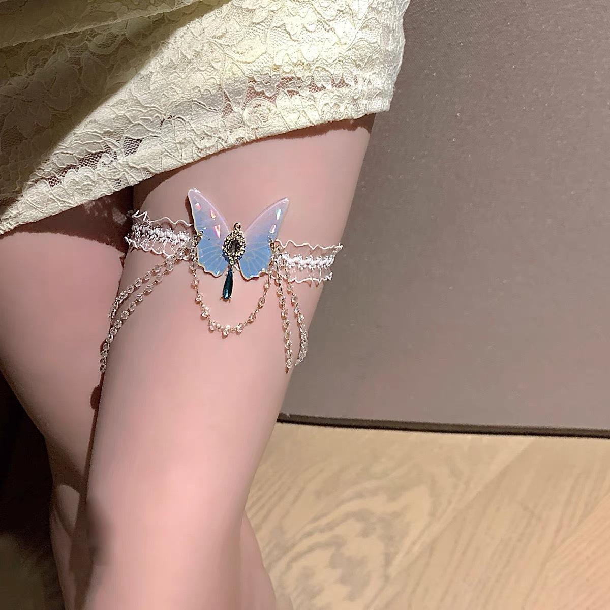 

Fashionable Butterfly Pattern Elastic Lace Leg Chain Sweet Girl Party Women S Body Chain Jewelry For Kids Good Gift