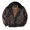 Normanlong Men's Retro A2 Aviator Jacket - American Military Vietnam War Leather with Fur Collar & Cotton Lining