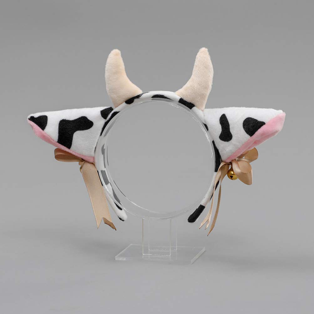 Frcolor Plush Cow Headband Bowknot Bell Cow Ear Horn Hair Hoop Festival Stage Performance Animal Cosplay Ornament Party Favors