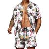 Spring and Summer Loose Beach Casual Men's Clothing Floral Print Fashion Top Shirt Set