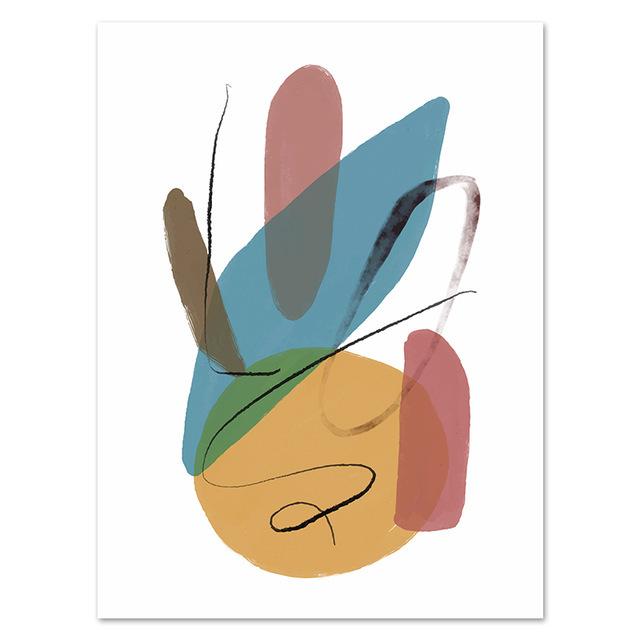 Wandkunst, abstrakte geometrische Pinsel-Graffiti-Malerei, nordisches Bild, abstrakte Leinwandmalerei, Poster, Druck, Bild, Wohnkultur
