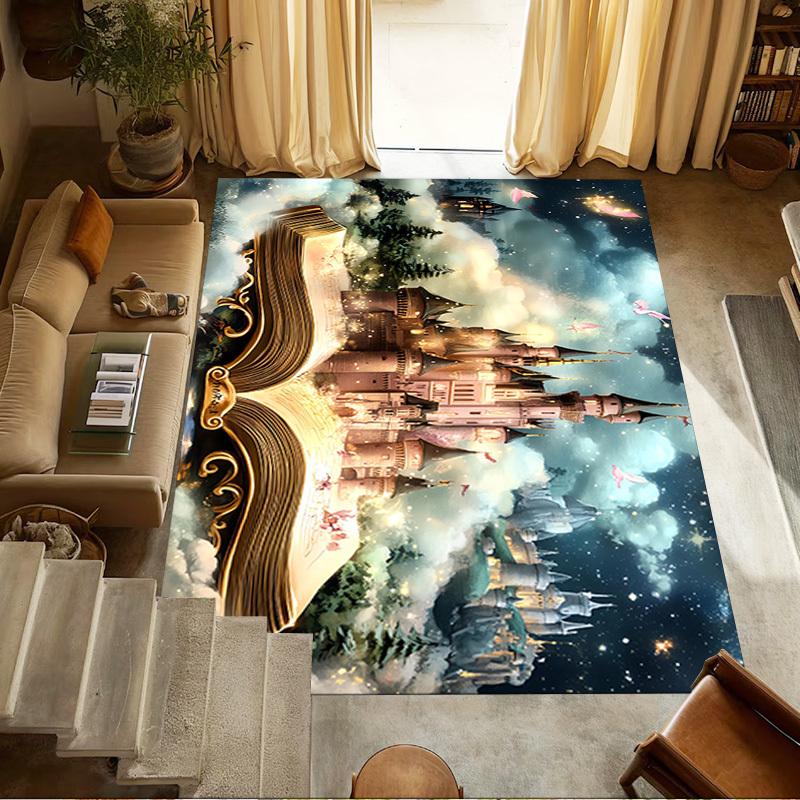 castle fantasy Crystal Velvet chair mat Area Rug - Non-Slip, Floor Mat, Office Desk Chair Rugs, Bedroom Decor.Christmas Gift-1106151