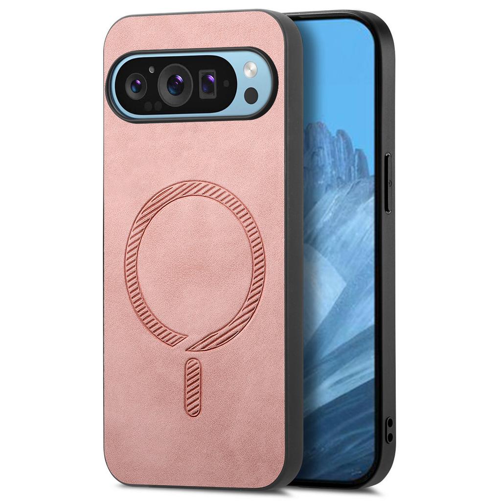 For Google Pixel 9 Pro/Pixel 9 Leather Back Case Compatible with MagSafe Skin-touch Phone Cover