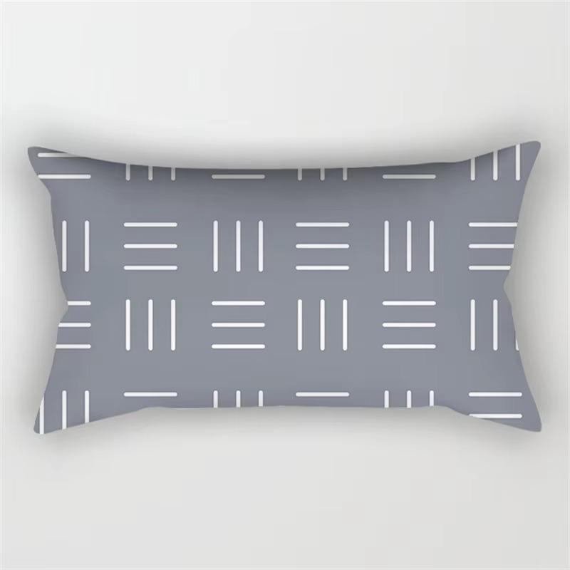 Patchwork Grey Geometric Pattern Print Decoration Bedroom Living Room Office Waist Support Home Rectangular Pillowcase