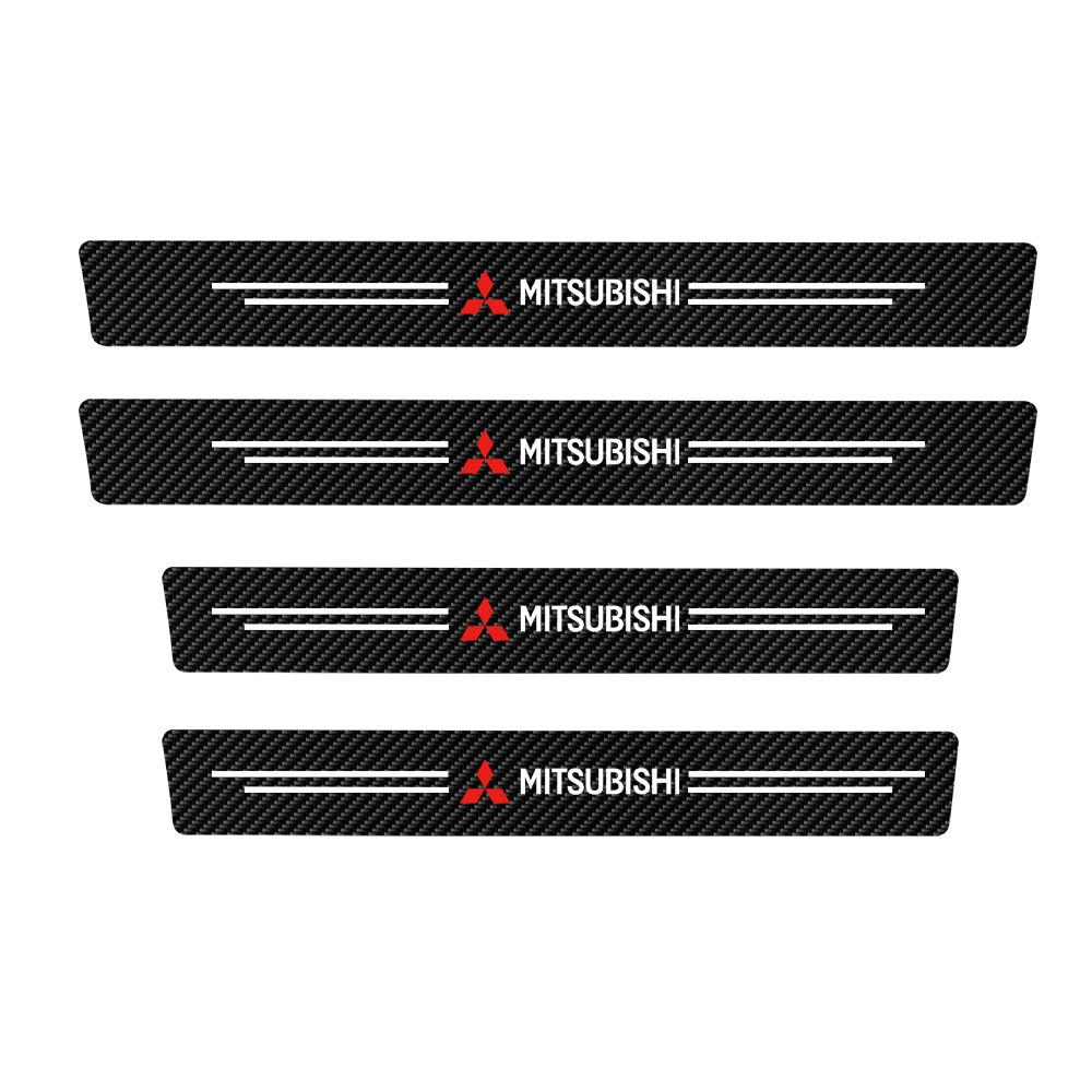 

4Pcs Car Carbon Fiber Door Threshold Protector Decal Auto Accessories For Mitsubishi 9 Ralliart X EX L200 Colt Outlander Pajero чорний