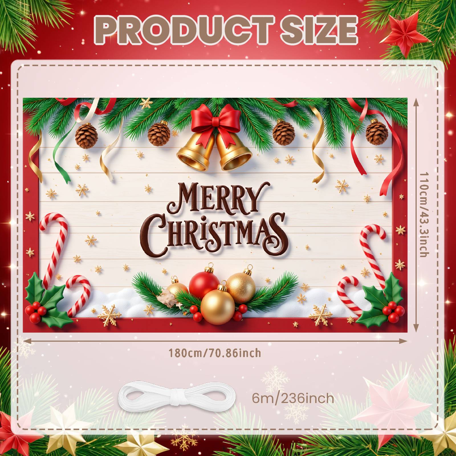 Xmas Display Pine Branches Christmas Event Backdrop Christmas Banner Christmas Theme For Xmas Gathering Indoor Celebration