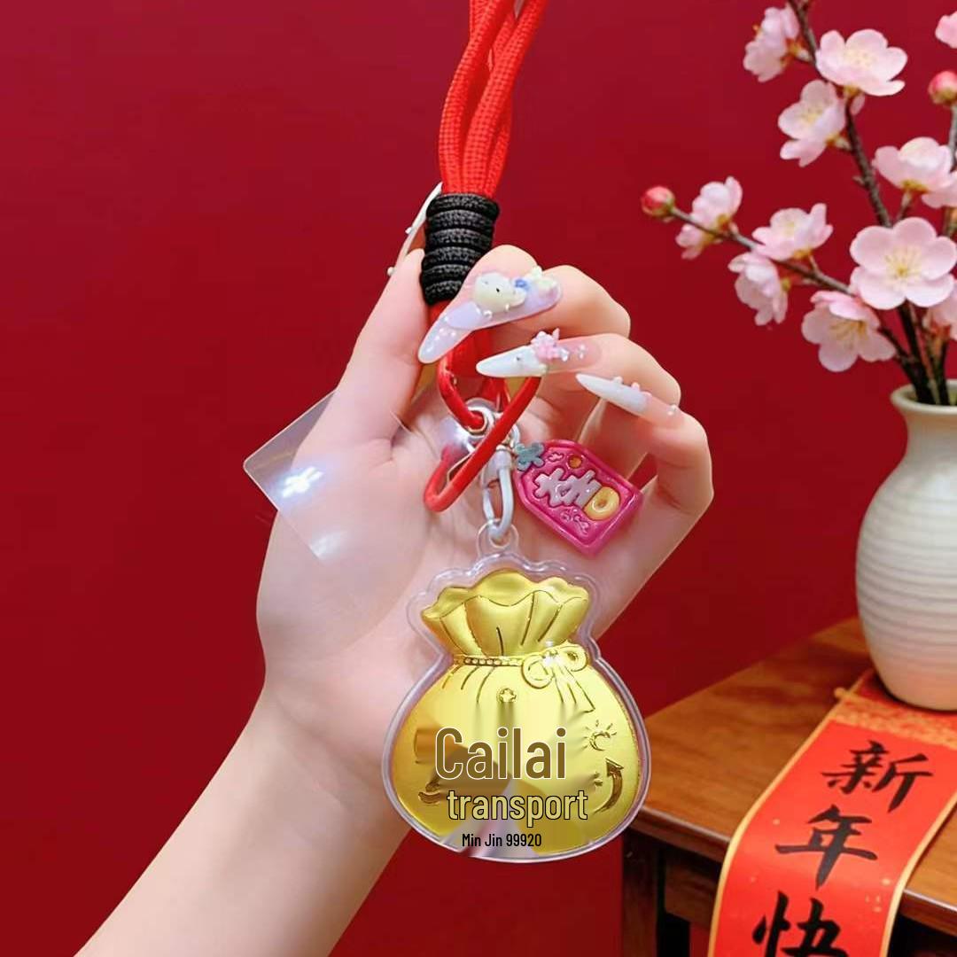 2026 Year of the Horse Gold Lucky Bag Keychain - New Year Charm & Gift