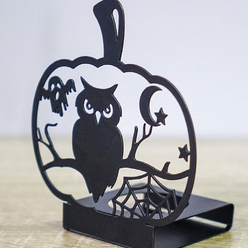 Horror Ghostly Bat Cats Iron Tealight Candle Holders for Halloween Festivities Home Centerpieces Candlestick Decors