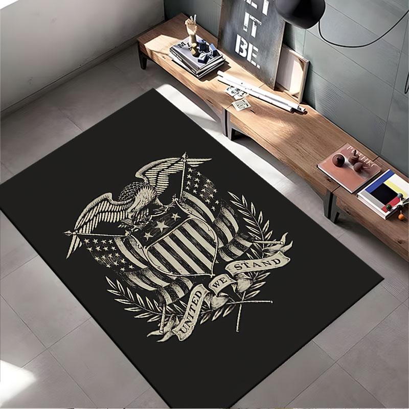 Eagle Emblem with Flags suitable as a non-slip mat for the living room or bedroom sofa