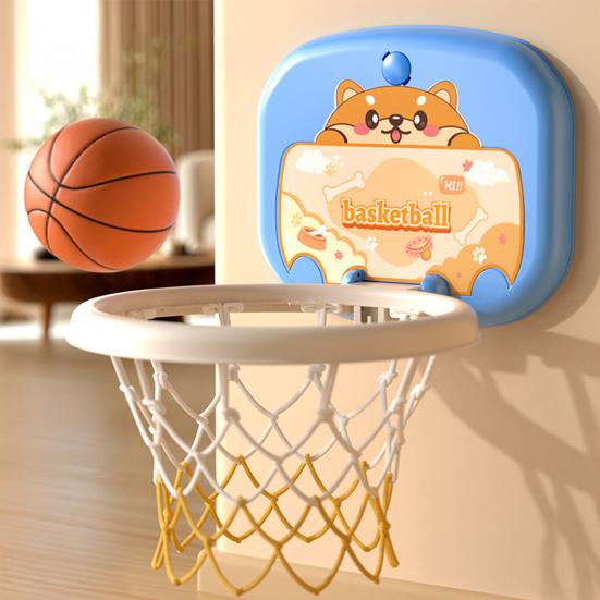 Indoor Mini Basketball Hoop Toy with LED Scoreboard Adjustable Height Wall Mount Basketball Shoot Game Toddlers Boys Cartoon Animal Basketball Hoop