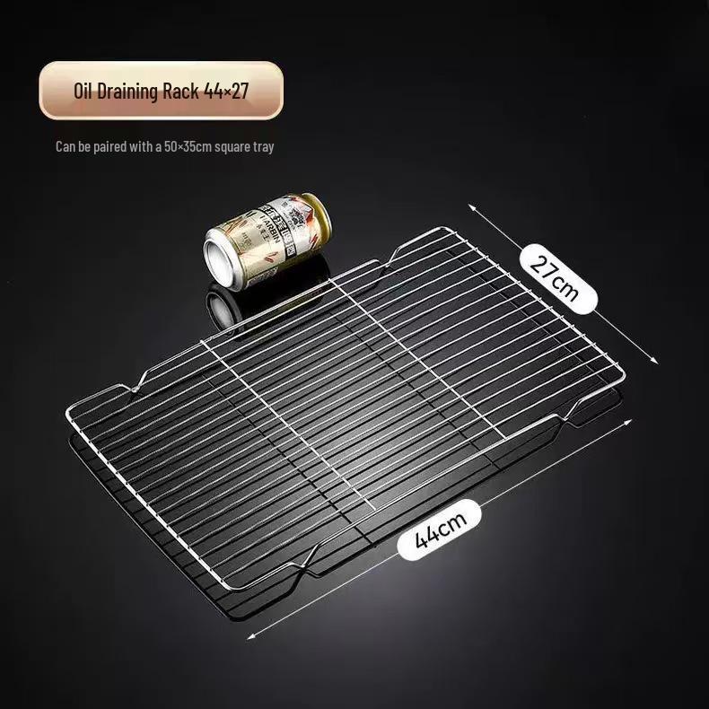 Stainless Steel Semi-Circular Oil Draining and Cooling Rack with Feet for Baking and Barbecue