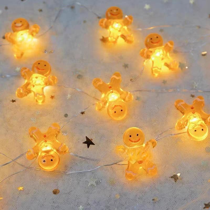 LED Weihnachtsdekoration: Lichterkette aus Kupferdraht mit Schneemann- und Hirschhut, schwarz, für Garten, Balkon, Laternen.