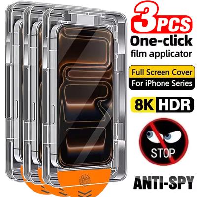 Paquete de 3 protectores de pantalla de privacidad para iPhone 17 Pro Max Air 17Pro Instalación sin polvo Vidrio templado Película protectora antiespía