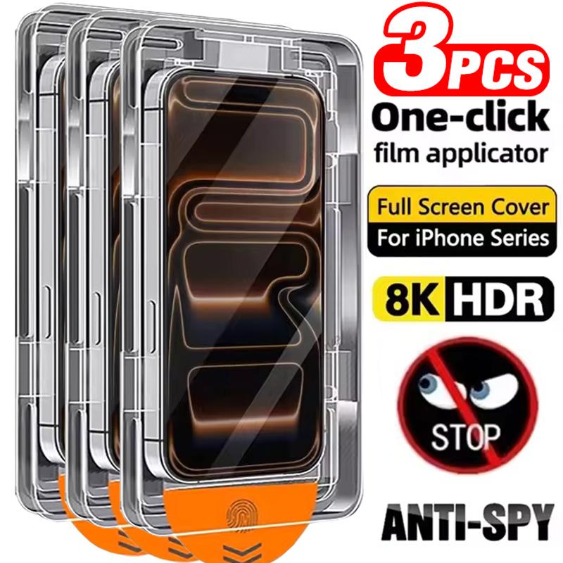 3PCSPack Privacy Screen Protector For iPhone 17 Pro Max Air 17Pro Dust Free Installation Tempered Glass Anti-Spy Protective Film