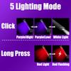 Multi-functional UV Flashlight USB Rechargeable Black Light Torch 5 Modes Emergency Red and White Light Flashlight Work Light