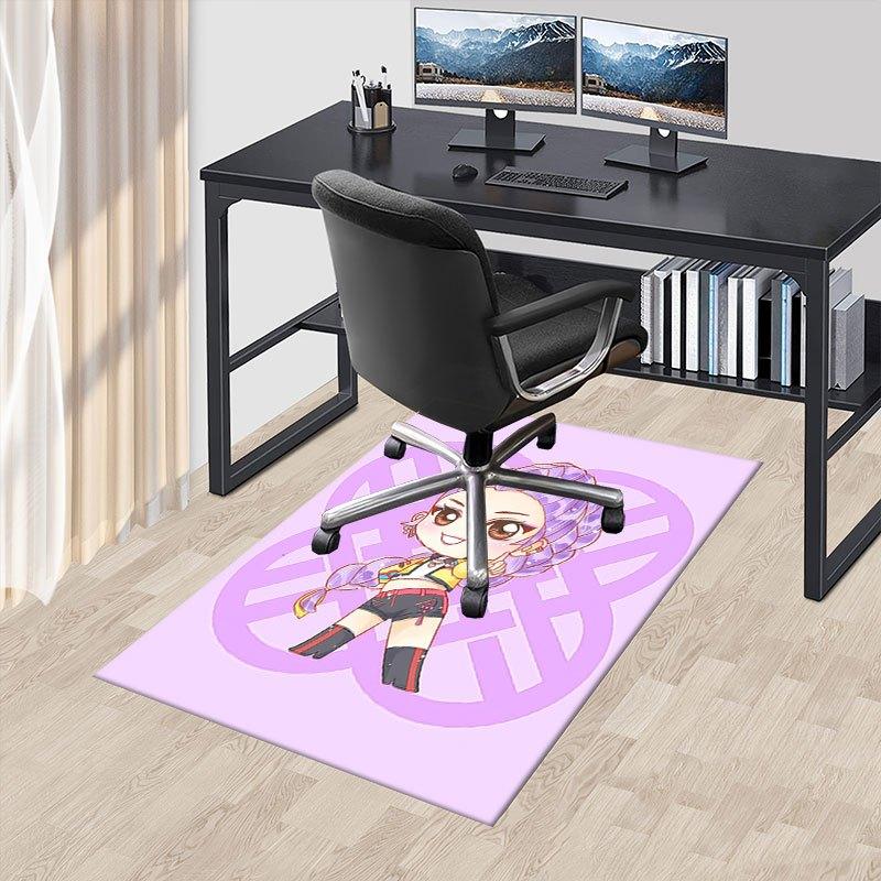 

Chibi Anime Girl with Purple Hair and Stylish Outfit Offic Chair Mat, K-pop Theme Carpet, Non-slip, Soft and Durable Leisure Rug for Interi 60cm by 90cm