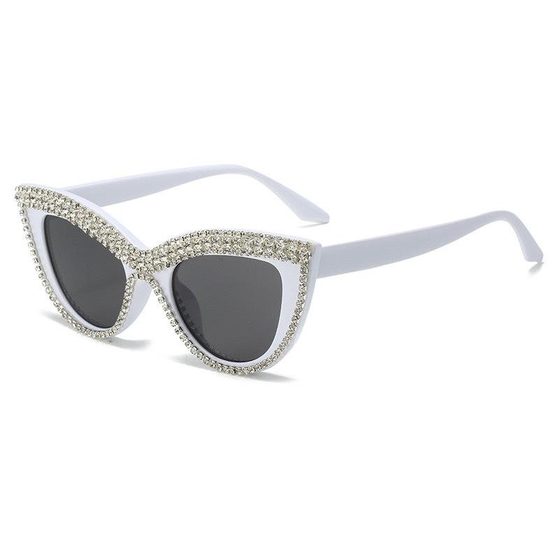 Vintage Diamond Cat Eye Triangle Sunglasses Women Sun Glasses Streetwear Trending Rhinestone Decoration Eyewear Costume Rave Party Sun Glasses