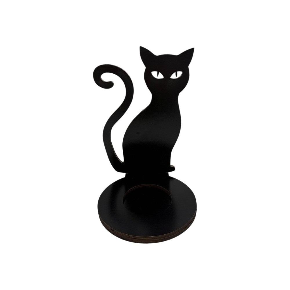 Creative Wooden Shadow Candle Holder Scarecrow Ghost Halloween Candle Stand Spook Black Cat Tealight Holder Novelty Gift