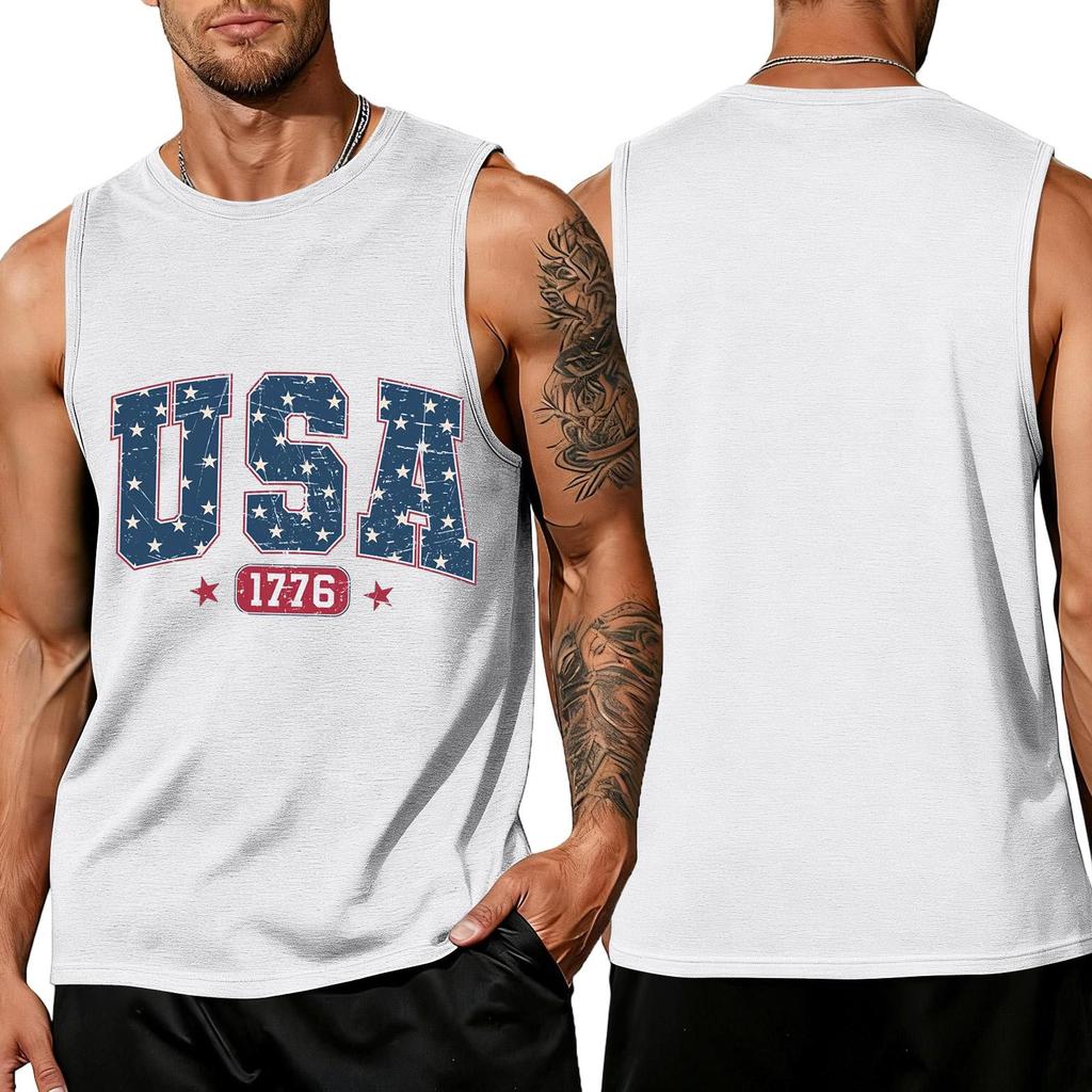 Men's Sleeveless Tank Top Casual Loose Fit Summer Daily Wear Lightweight Breathable Fabric Printed Design