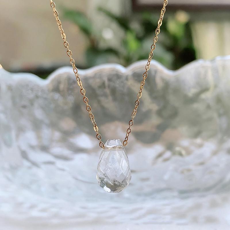 1pc Natural Stone Necklaces for Women Girls Cute Small Water Drop Pendant Stainless Steel Chain Choker Necklace Minimalist