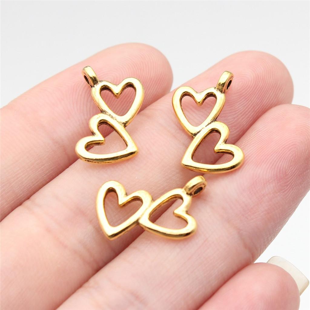 Charms Openwork Heart Pendants Vintage Jewelry Supplies QC068