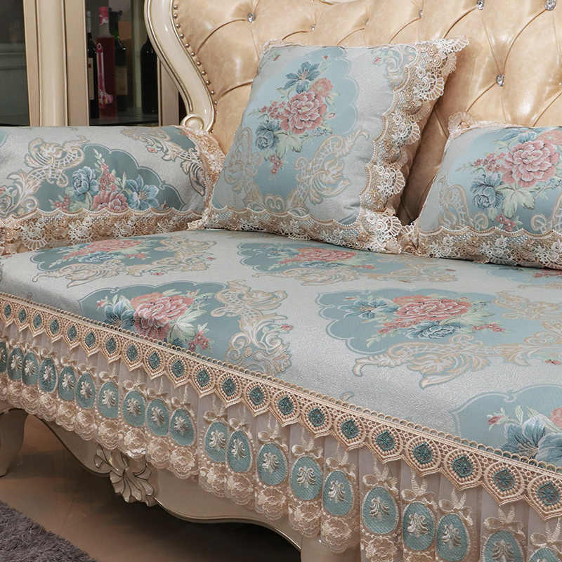 Living Room Armchairs Cover Sofa Cover Jacquard Embroidery Couch Cover Anti-Slip Sofa Cushion European Style Home Decoration