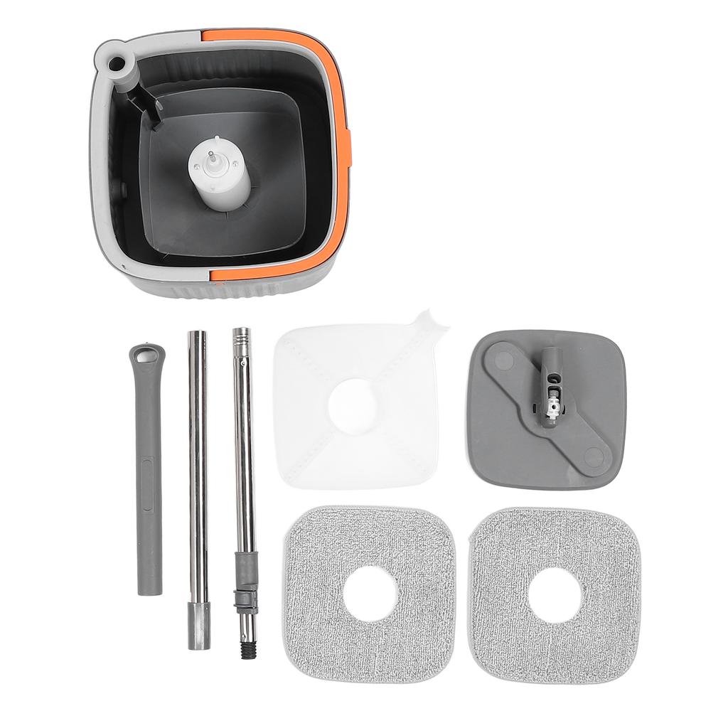 Mop Bucket Set with 2 Pieces Cloth 360 Degree Rotating Microfiber Mop Tool Dry and Wet Floor Mopping