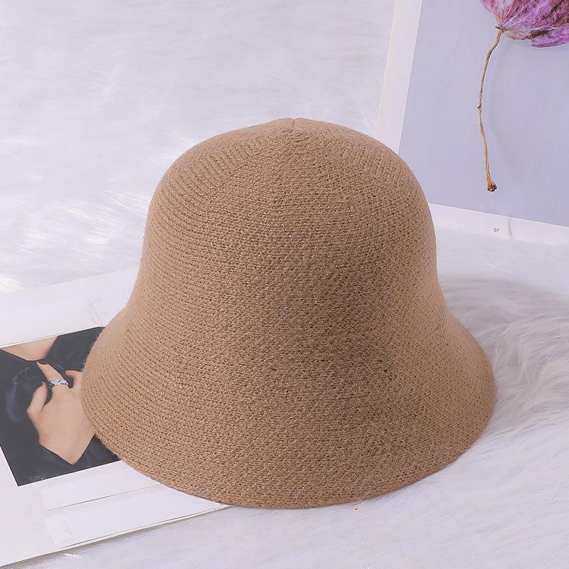 Autumn and winter wool bucket hat trendy versatile washbasin hat women's knitted double-sided foldable bucket hat