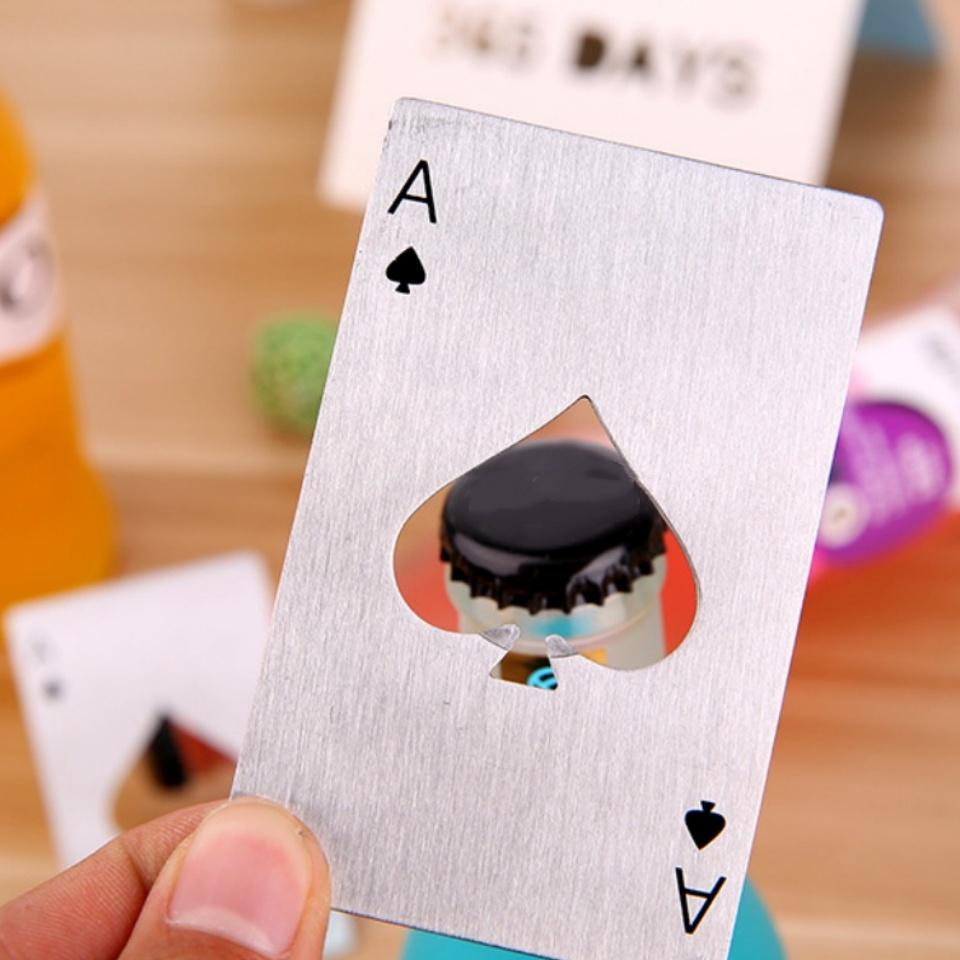 

Poker Card Beer Bottle Opener Personalized Stainless Steel Credit Card Bottle Opener Card of Spades Bar Tool серебряный