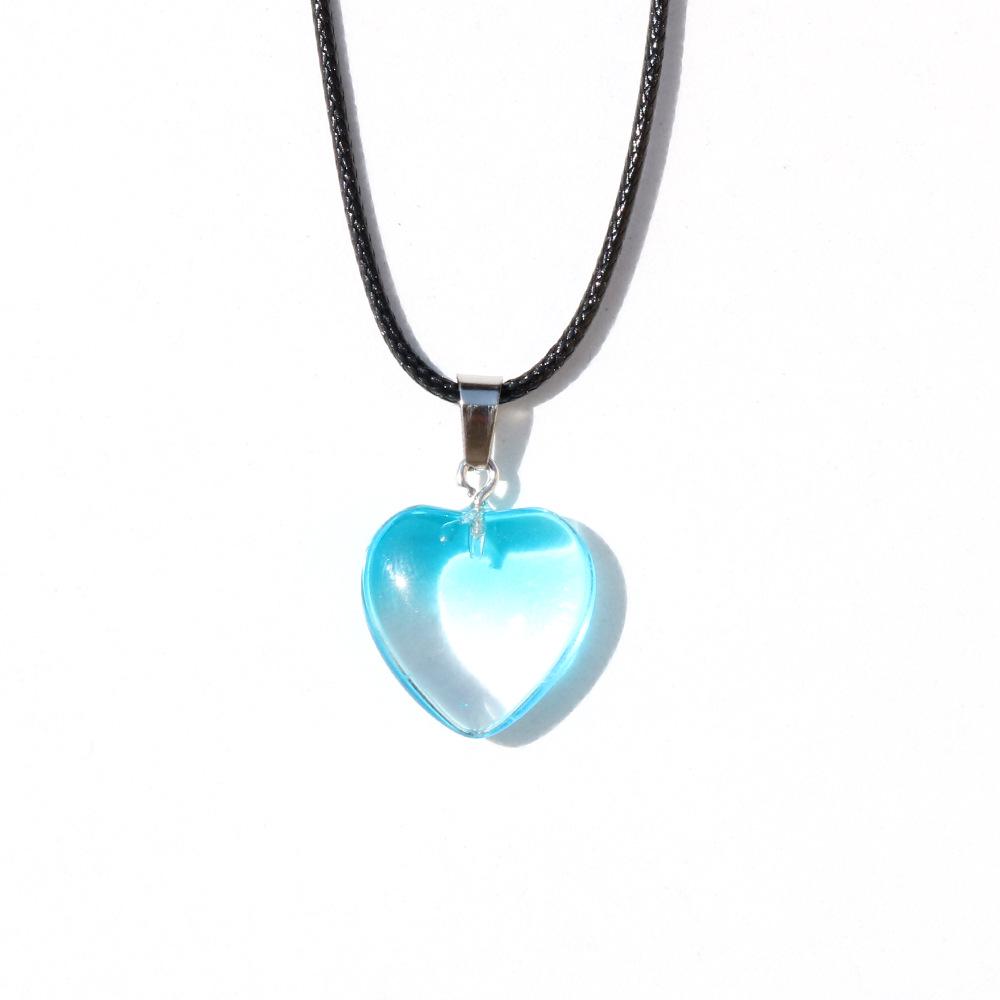 Colorful Heart Glass Pendant Leather Choker - Versatile & Stylish Necklace
