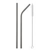 Black Reusable Metal Drinking Straws Stainless Steel Sturdy Bent Straight Drinking Straw with Cleaning Brush Bar Party Accessory