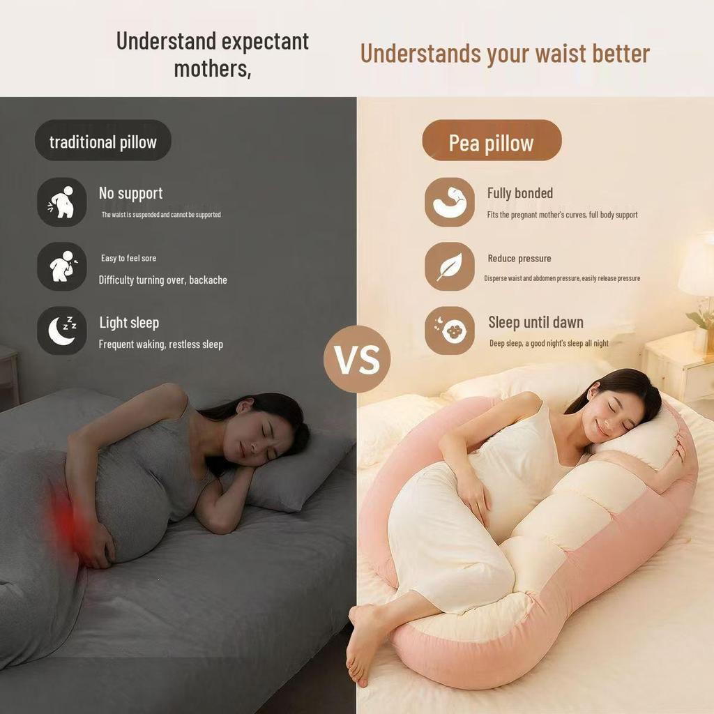 Multi-Functional Pea Bolster Pillow for Girls and Pregnant Women, Full-Body Support for Side Sleeping and Leg Clamping